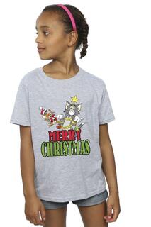 Хлопковая футболка Merry Christmas Baubles Tom &amp; Jerry, серый