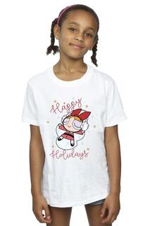 Хлопковая футболка Happy Holidays Powerpuff Girls, белый