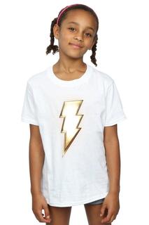 Хлопковая футболка с логотипом Shazam Bolt DC Comics, белый