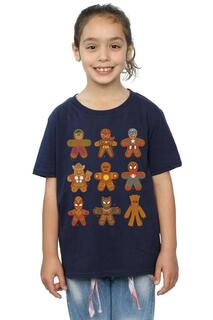 Хлопковая футболка с рождественскими пряниками «Мстители» Marvel, темно-синий