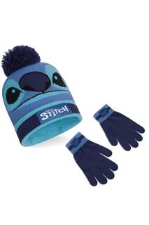 Зимний комплект Stitch: шапка и перчатки Disney, мультиколор