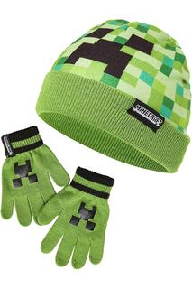 Зеленая шляпа и перчатки Minecraft, зеленый