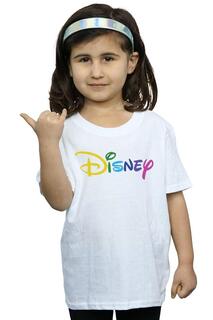 Хлопковая футболка с цветным логотипом Disney, белый