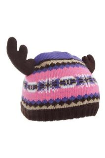 Зимняя шапка-бини Fairisle Moose с рогами Floso, розовый