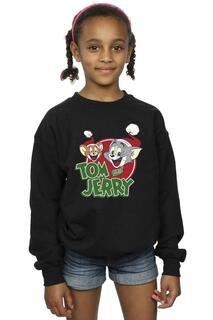 Толстовка с логотипом Christmas Hat Tom &amp; Jerry, черный