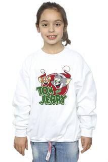 Толстовка с логотипом Christmas Hat Tom &amp; Jerry, белый