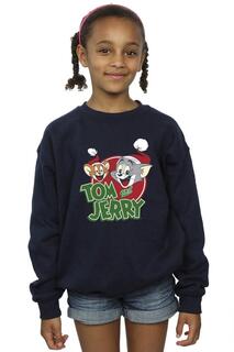 Толстовка с логотипом Christmas Hat Tom &amp; Jerry, темно-синий