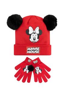 Детский комплект зимней шапки и перчаток Минни Маус Disney, красный