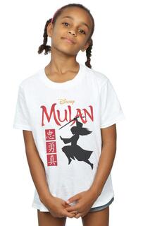 Хлопковая футболка с силуэтом воина «Мулан» Disney, белый