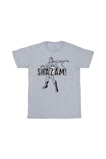 Хлопковая футболка с контуром Shazam DC Comics, серый