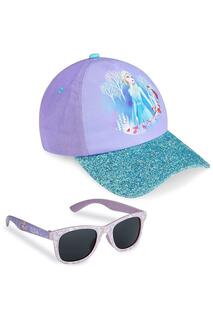 Блестящая кепка и солнцезащитные очки Frozen Elsa Disney, фиолетовый