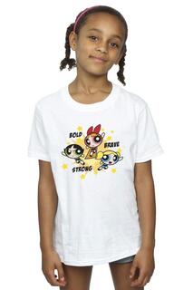 Хлопковая футболка Bold Brave Strong Powerpuff Girls, белый