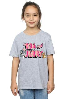 Хлопковая футболка с градиентным логотипом Tom &amp; Jerry, серый