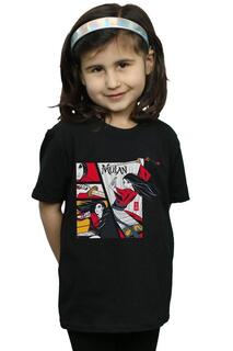 Хлопковая футболка в стиле комиксов «Мулан» Disney, черный