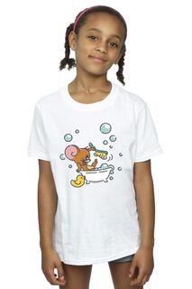 Хлопковая футболка «Время купания» Tom &amp; Jerry, белый