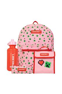Детский рюкзак, набор из 4 предметов Minecraft, розовый
