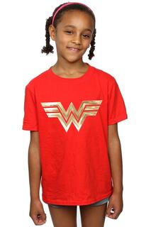 Хлопковая футболка с золотой эмблемой Wonder Woman 84 DC Comics, красный
