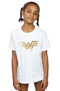 Хлопковая футболка с золотой эмблемой Wonder Woman 84 DC Comics, белый