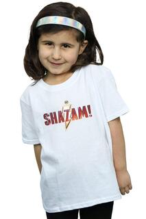 Хлопковая футболка с логотипом Shazam Movie DC Comics, белый