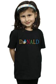 Хлопковая футболка с надписью «Дональд Дак» Disney, черный