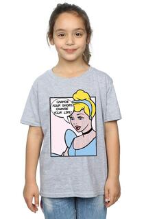 Хлопковая футболка «Золушка» в стиле поп-арт Disney Princess, серый