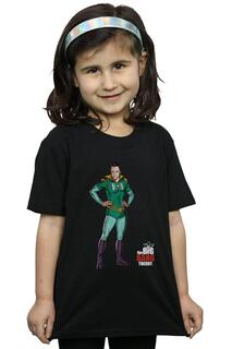 Хлопковая футболка с изображением Шелдона и супергероя The Big Bang Theory, черный