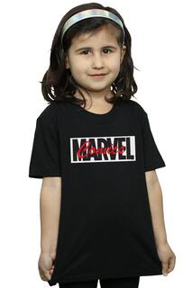 Хлопковая футболка с красным шрифтовым логотипом Marvel, черный