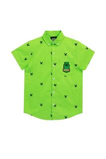 Рубашка на пуговицах с карманом Creeper Minecraft, зеленый