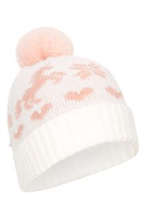 Шапка-бини с искусственным жемчугом Теплая мягкая вязаная зимняя шапка Mountain Warehouse, белый