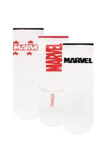 Набор спортивных носков с логотипом, 3 шт. Marvel, белый