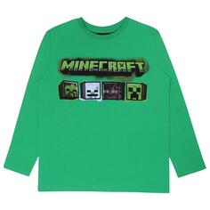 Футболка с длинными рукавами Enderman Zombie Creeper Ghost Minecraft, зеленый