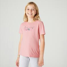 Базовая хлопковая футболка Decathlon с принтом Domyos, розовый