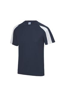 Однотонная спортивная футболка Just Cool с контрастом AWDis, темно-синий