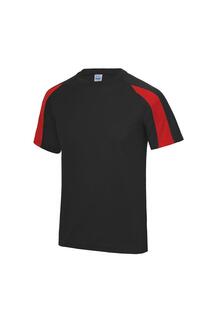 Однотонная спортивная футболка Just Cool с контрастом AWDis, черный