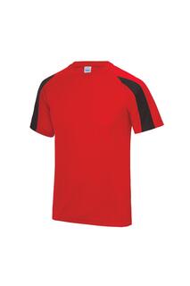 Однотонная спортивная футболка Just Cool с контрастом AWDis, красный