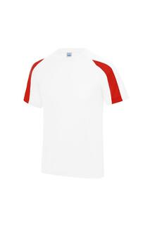 Однотонная спортивная футболка Just Cool с контрастом AWDis, белый