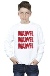 Красный свитшот с логотипом в виде спрея Marvel, белый