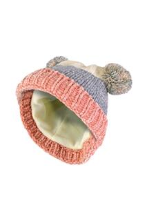 Детская теплая мягкая зимняя шапка-бини с двойным помпоном и манжетами Sock Snob, серый