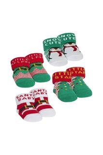 Набор из 4 пар детских рождественских пушистых носков в сумке из органзы Sock Snob, мультиколор