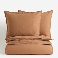 Комплект двуспального постельного белья H&amp;M Home Washed Cotton, светло-коричневый