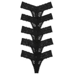 Комплект трусиков-стрингов Victoria&apos;s Secret Lace, 5 штук, черный