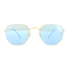 Квадратные золотистые голубые зеркальные солнцезащитные очки с градиентом Ray-Ban, золото