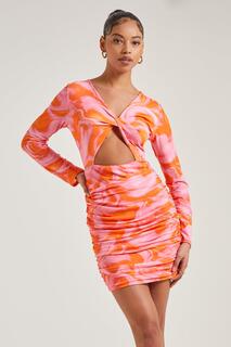 Мини-платье с длинными рукавами Marble Twist Pink Vanilla, оранжевый
