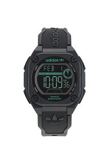 City Tech Two Модные цифровые кварцевые часы из пластика/смола - Aost23569 adidas Originals, черный