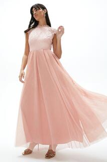 Платье макси с кружевным лифом и открытой спиной Coast, розовый