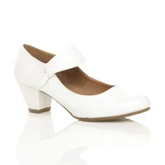 Комфортные туфли-лодочки из искусственной кожи Mary Jane на среднем каблуке AJVANI, белый