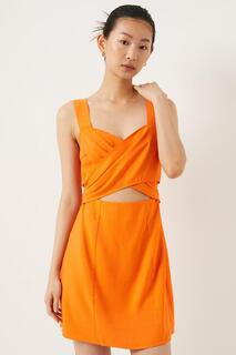Мини-платье с запахом и льняным эффектом Oasis, оранжевый