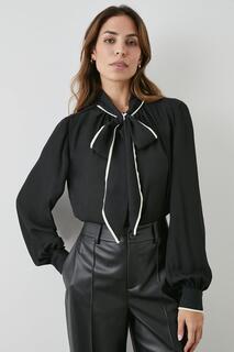 Контрастная блузка с длинными рукавами и бантом Debenhams, черный
