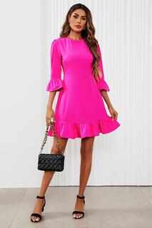 Мини-платье с оборками розового цвета фуксии FS Collection, розовый