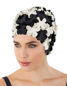 Резиновая шапочка для плавания с цветком Fashy, черный